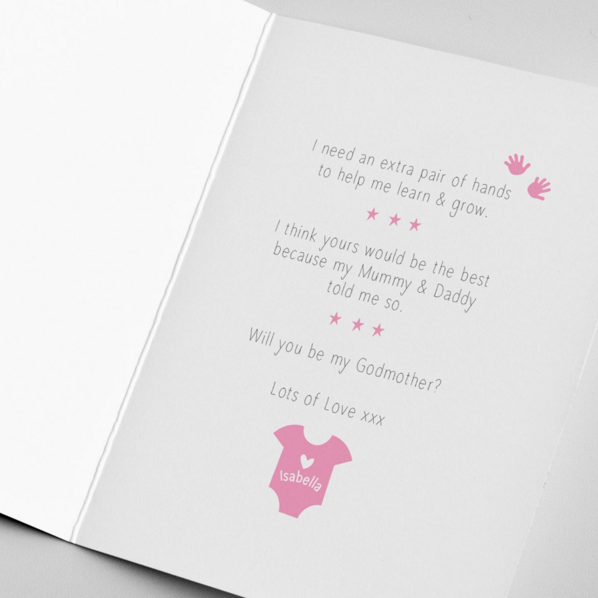 Personalised Godmother Card - Will you be my Godmother? With Special Message Inside, Asking Godmother, Baptism, Christening, Godparents card