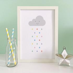 Baby Art Print, Pastel Rain Print, Baby Room, Weather, Room Decor, Nursery Wall Art, Children&#39;s Art