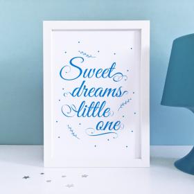 Sweet Dreams Print, Sweet Dreams Sign, Sweet Dreams Little One, Sweet Dreams Wall Art, Baby Art Print, Blue Nursery Decor, Nursery prints