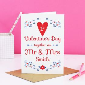 First Valentine&#39;s day married card, our first Valentine, Mr and Mrs Valentine, anniversary Valentine, marriage Valentines, husband Valentine