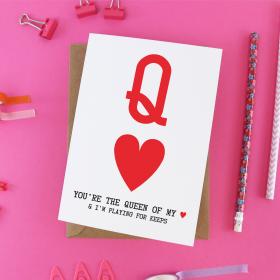 Queen Of Hearts Card, Queen Of My Heart, Funny Valentines Day Card, Funny Anniversary Card For Her, Card For Girlfriend, Card For Wife