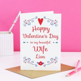 Wife Valentine card, card for wife, wife card, wife gift, Valentine&#39;s day card, Valentines wife, wife Valentine, Valentines wife card