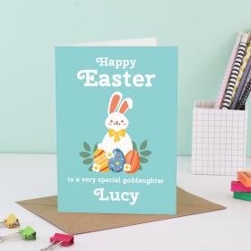 Easter Card Goddaughter, Personalised Easter Card for goddaughter, Goddaughter Easter Card, Godchild Gift, Bunny Goddaughter Card