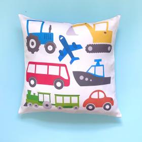 Transport Cushion, Transport cushion boys room, car cushion, nursery transport decor, transport kids cushion cover, boys bedroom decor