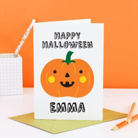 Personalised Halloween card, Personalised Happy Halloween Cards, Personalised Pumpkin Card, Personalised Children&#39;s Halloween Card, Spooky