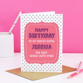 Triplet Sister Birthday Card, Triplet Sister Card, Triplet Birthday Card, Womb Mates Card, Triplets Card, Funny Triplet Card, For Triplets