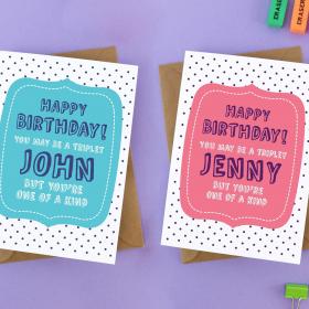 You&#39;re One of a Kind Triplet Birthday Card, Funny Triplet Card, Triplet Sister Card, Triplet Birthday Card, Triplets Card, For Triplets