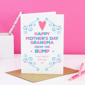 Grandma Mother&#39;s Day From The Bump, Grandma from bump card, Nanny to be card, Grandma Mother&#39;s day card, nanny mothers day, baby to be card