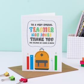 Teacher Thank You Card Personalised, Thanks for Helping me Grow, Personalised Teacher Gift, Wonderful Teacher, Teacher Appreciation Card