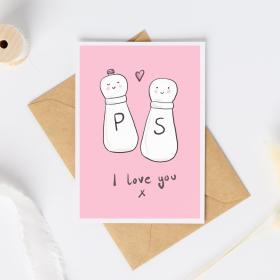 P S I Love You Card, Cute Food card for Birthday, Valentines Day Card, Anniversary card, Card For Him, Card For Boyfriend, Card For Husband