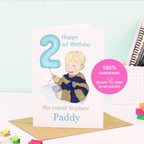 2 year old birthday card - Handrawn portrait.
