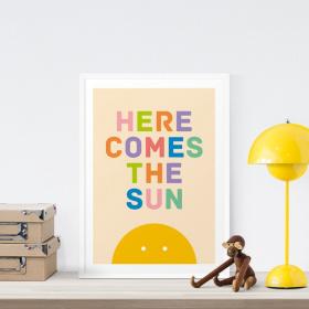 Here Comes The Sun print, Nursery Wall Art, Baby Room, Baby Art Print, Sun Print, Sunshine, Nursery Decor