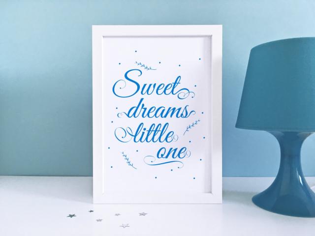 Sweet Dreams Print, Sweet Dreams Sign, Sweet Dreams Little One, Sweet Dreams Wall Art, Baby Art Print, Blue Nursery Decor, Nursery prints