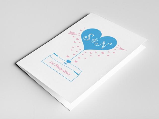 Personalised Anniversary Card, Engagement Card, Wedding Card, Romantic Card, Valentine&#39;s Card - Couple&#39;s Initials, Greeting Card