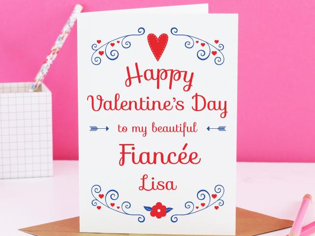 Fiancee Valentine&#39;s card, card for fiancee, happy valentines day card, fiancee gift, card for her, fiancee valentine&#39;s day, fiancee card