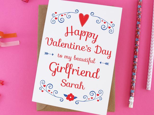 Girlfriend Valentine&#39;s card, card for girlfriend, girlfriend Valentine, card for her, valentine card her, Valentines day card, love card