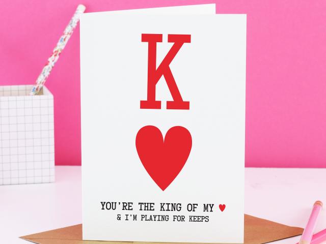King Of Hearts Card, King Of My Heart, Funny Valentines Day Card, Anniversary Funny Love Card For Him, Card For Boyfriend, Card For Husband