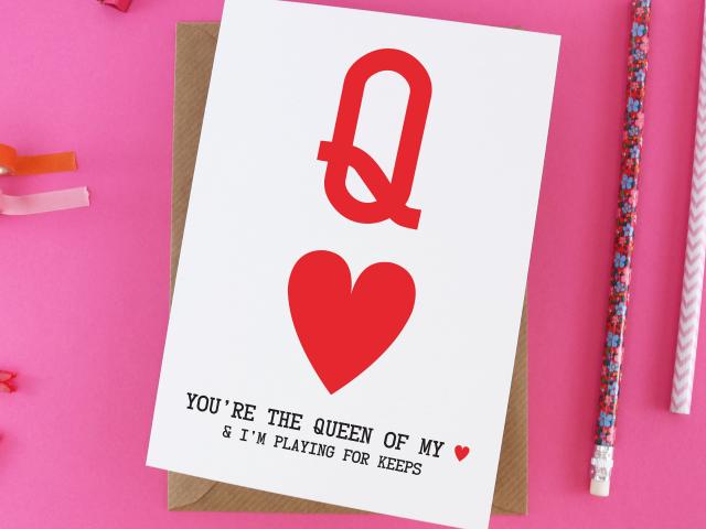 Queen Of Hearts Card, Queen Of My Heart, Funny Valentines Day Card, Funny Anniversary Card For Her, Card For Girlfriend, Card For Wife