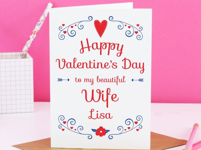 Wife Valentine card, card for wife, wife card, wife gift, Valentine&#39;s day card, Valentines wife, wife Valentine, Valentines wife card