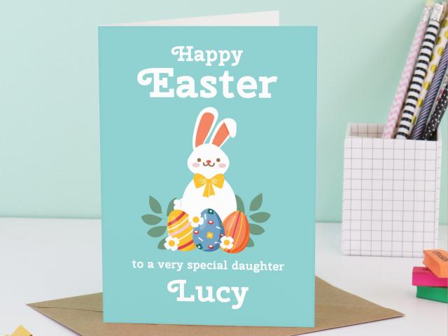 Personalised Easter Card Daughter, Easter Card for Daughter, Daughter Easter, Bunny Daughter Card, Stepdaughter Easter Card, Daughter Card