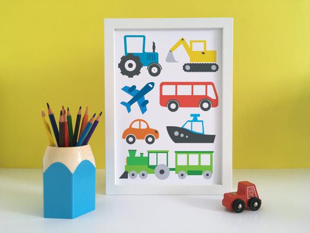 Transport prints, Transport print boys room, transport wall art, transport decor, transport kids, boys bedroom print, digger print, tractor