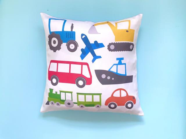 Transport Cushion, Transport cushion boys room, car cushion, nursery transport decor, transport kids cushion cover, boys bedroom decor