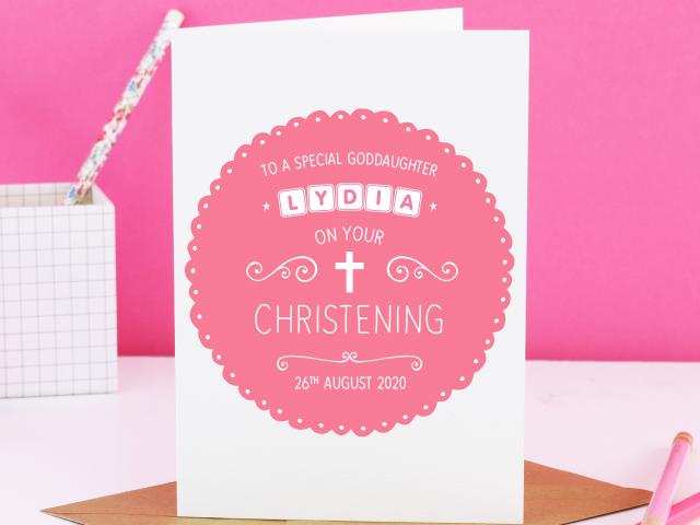 Goddaughter Christening Card, Goddaughter Card, Personalised Christening Card, Baptism Card, Personalised Goddaughter Card, Baptism Gift