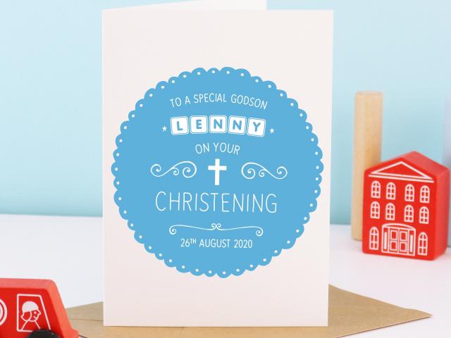 Godson Christening Card, Godson Card, Personalised Christening Card, Godson Baptism Card, Personalised Godson Card, Godparent, Baptism Gift