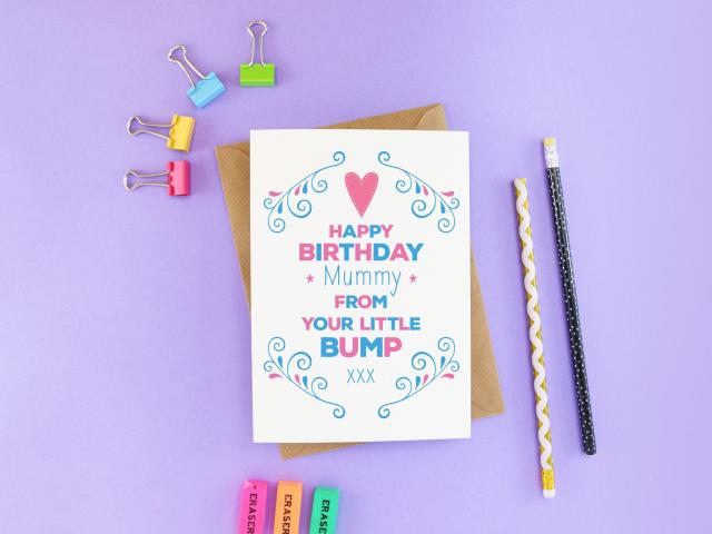 Happy Birthday Mummy From The Bump Card, Birthday Card from baby, Pregnant Birthday Card, Card for wife, Mom From The Bump, Expectant Mum
