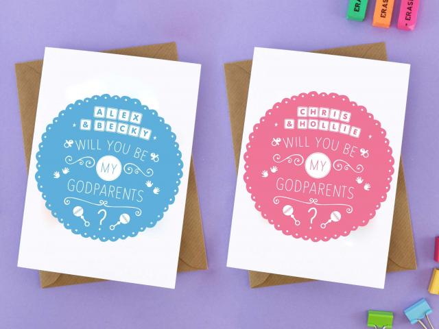 Personalised Godparents Card - Will you be my Godparents? With Message Inside, Asking Godparents, Baptism, Christening, Godparents card