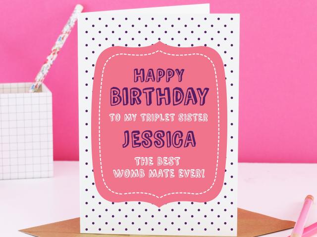 Triplet Sister Birthday Card, Triplet Sister Card, Triplet Birthday Card, Womb Mates Card, Triplets Card, Funny Triplet Card, For Triplets