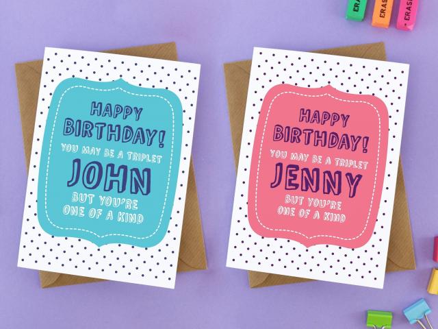 You&#39;re One of a Kind Triplet Birthday Card, Funny Triplet Card, Triplet Sister Card, Triplet Birthday Card, Triplets Card, For Triplets