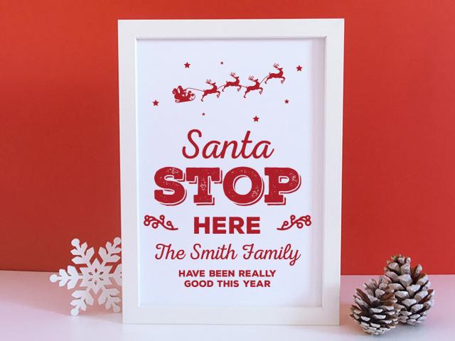 Christmas printable, Santa Stop Here Sign - Christmas Print - Printable pdf - Christmas Decorations - Santa Claus - Father Christmas