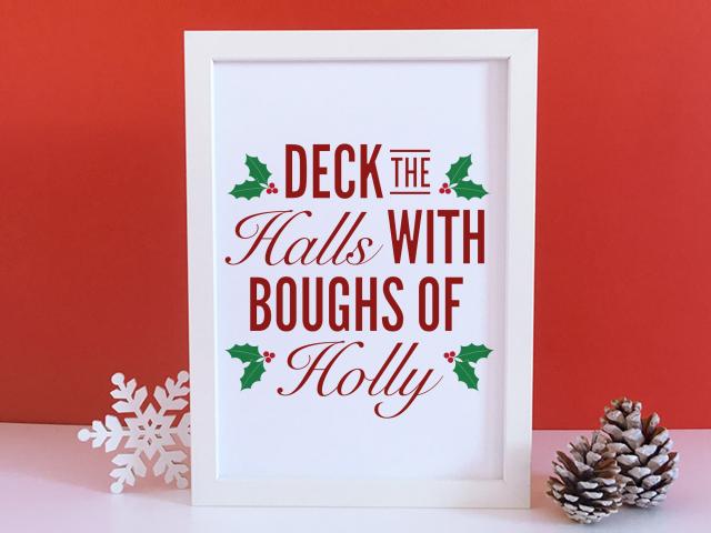 Christmas printable wall art, Christmas Prints, Deck the halls with boughs of holly, Christmas Decor, winter printable, winter wall decor