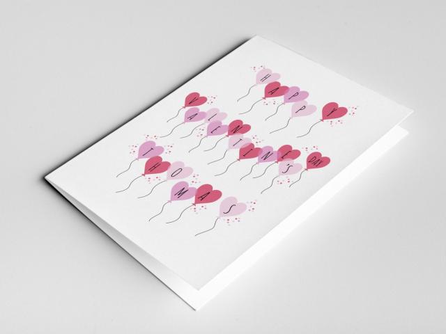 Personalised Valentine&#39;s Card - Happy Valentine&#39;s Day, Special someone, Romantic Heart Balloons, Greeting Card