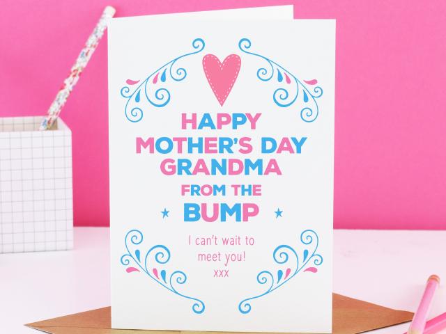 Grandma Mother&#39;s Day From The Bump, Grandma from bump card, Nanny to be card, Grandma Mother&#39;s day card, nanny mothers day, baby to be card