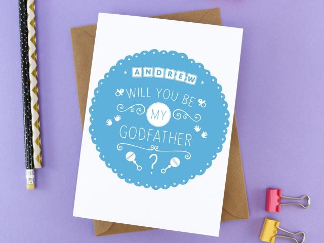 Will you be my Godfather with special message inside, Godfather proposal card for Baptism or Christening, Godparents card, Godfather gift