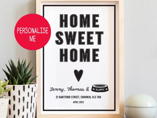 Home Sweet Home Print, Personalised Home Print, Welcome Home Art Print, Home Sweet Home Gift, House Warming Gift, New House, New Home Gift