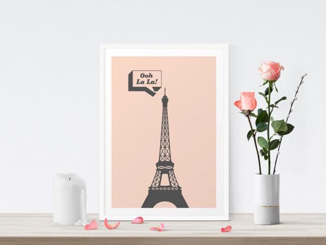 Paris Art Print, Ooh La La, Paris Bedroom Decor, Pink Print, Eiffel Tower Art, Parisian, Eiffel Poster