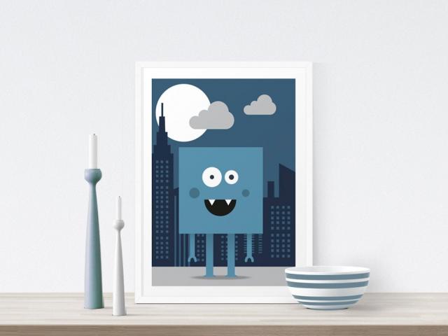 Monster Print, Childrens Wall Art, Childrens Illustration, Monster Poster, Boys Room Decor, Kids Art, Monster Art