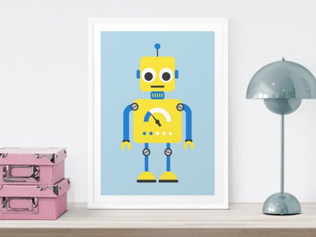 Robot Print, Robot poster kids print, Nursery Decor, Baby art, Nursery Wall Art, Kids Wall Art, Wall Decor, Kids Room